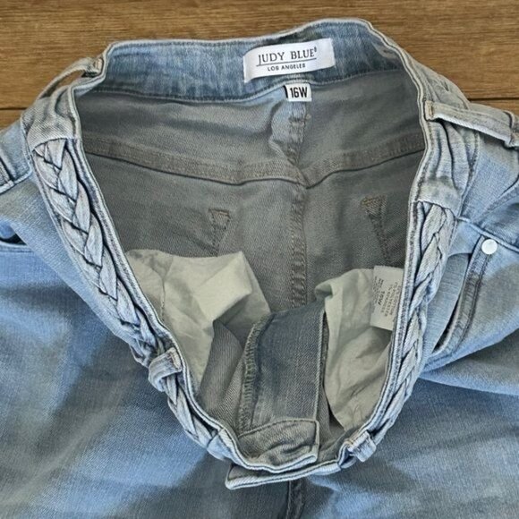 Judy Blue 16W Wide Leg Fit Denim Jeans Braided Waist - Picture 6 of 16